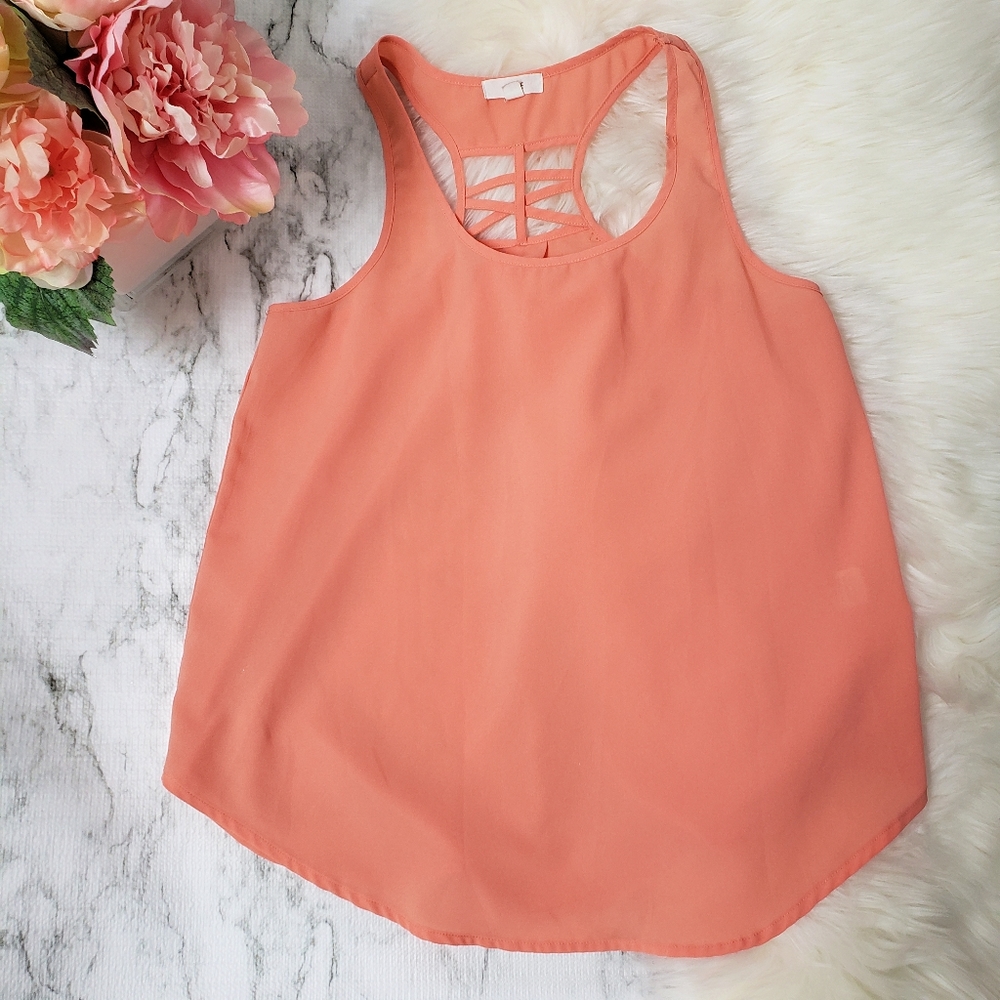 💕 Mine Orange Peach tank top Size Small